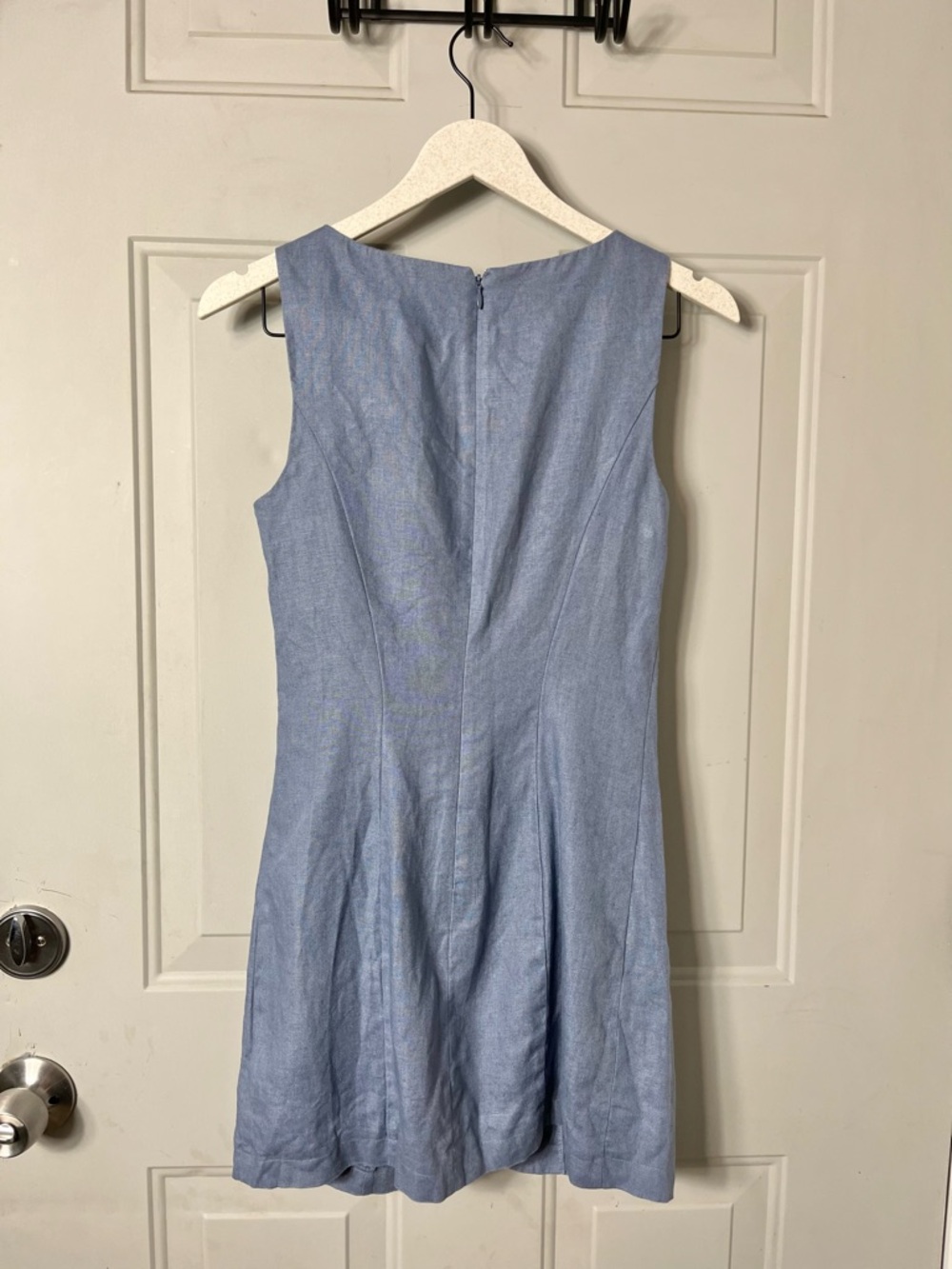 Reformation Zarae Cornflower Blue 100% Linen Button Front Mini Dress size 0 - Picture 7 of 7